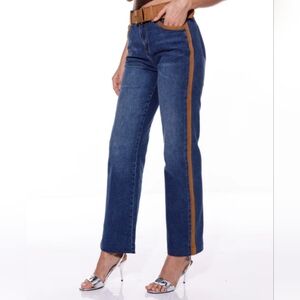 Galita Fashion Jeans With Faux Suede Side Panel